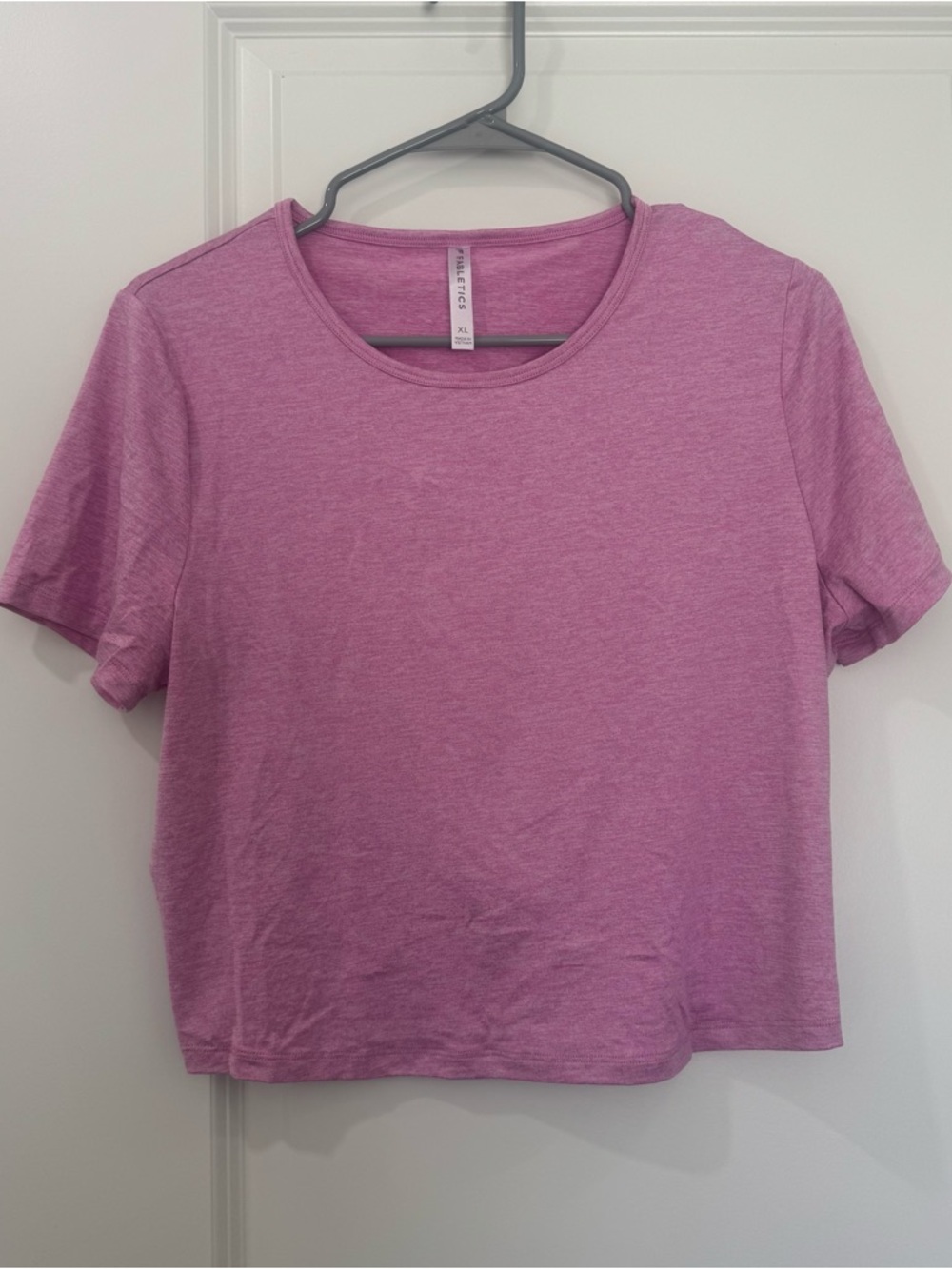 Fabletics Heathered Pink Crewneck Crop Tee